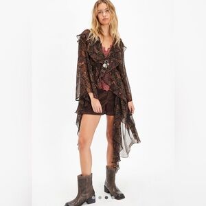 NWT FREE PEOPLE HIGH LOW PRINTED DUSTER